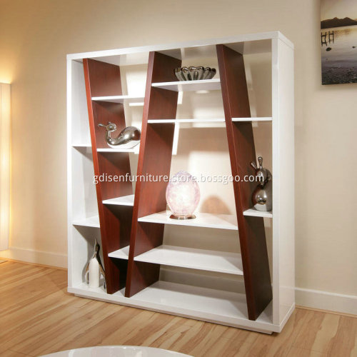 Modern white high gloss living room bookself